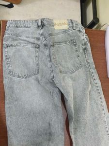 Gray Wide Leg Denim Jeans from bershka