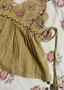 Embroidered Floral Crop Top Peplum Style