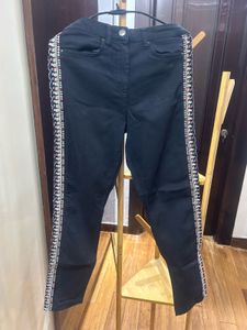 Embroidered Side-Striped Jeans