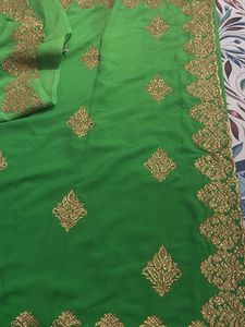 Green Stone Work Saree