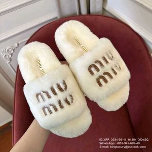 Furry Off-white Slides For Women
