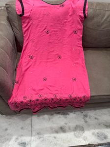 Pink Embroidered Kurta