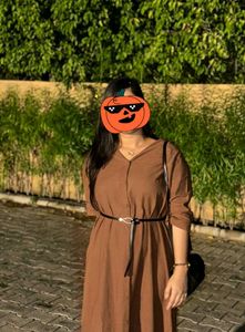 Brown Midi Dress (Belt Not Available)