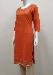 Orange Embroidered Kurta Set