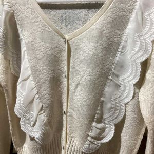 Elegant Ruffled Cardigan Sweater