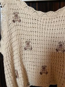 beige crochet crop top
