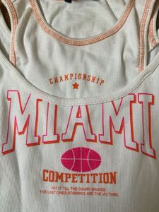 White Miami Basketball Graphic Crop Top