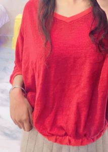 Red V-Neck Top