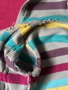 Striped Knit Hooded Cardigan