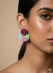 Multicolour Crochet Flower Earrings
