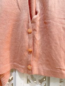 Peach V Neck Loose Knit Top B