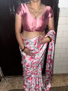 Satin saree with blouse