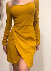 Mustard Long Sleeve Mini Dress