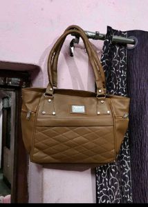 Brown Quilted handbag Big Size