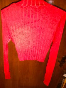 Red Ribbed Crop Top