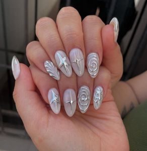 Silver Chrome Nail Art