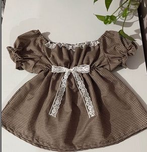 Brown gingham babydoll top🤎