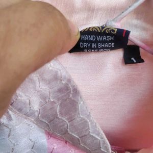 Pink Striped Kids Sherwani Set