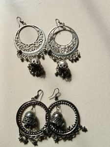 Silver Flower Statement Earrings