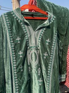 Green Embroidered Kurta Set