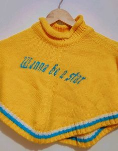 Gold Winter Shrug With Cap Muffler For 7- 8 Year