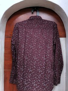 Patterned Burgundy Long-Sleeve Shirt