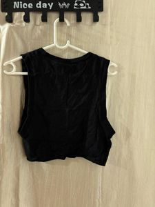 Black Sleeveless Crop Top