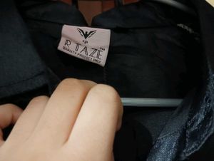 Black Satin Button-Down Shirt