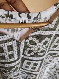 White &amp; Green Printed Kurti