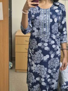 Cotton Top Dupatta Bottom Set With Mirrorwork