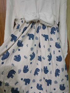 Imported Cute Bear Print winter Dress