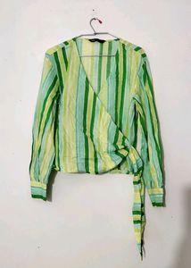 Zara Striped Wrap Shirt