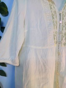 Flared White Cotton Shirt...