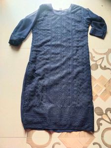 Chikankari Neavy Blue Kurti