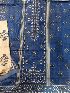 Blue Printed Salwar Kameez Fabric