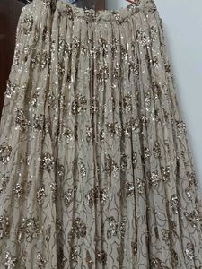 Elegant Beige Lehenga with Drape