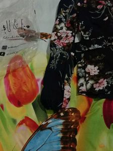 Floral Blue Top With Belt