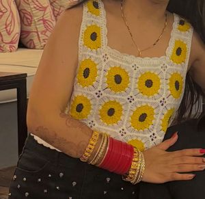 Sunflower Crochet Tank Top
