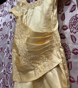 Yellow Stitched Satin Dress 💛