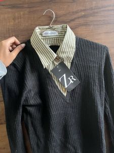 Shirt Attached Style Sweater.🖤