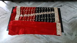 Heavy Red &amp; Black Saree With Blouse Piece
