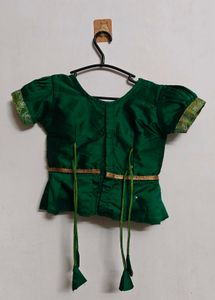 Beautiful Green Silk Top And Skirt