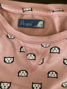PEOPLE Pink Cat Printed Sweatshirt