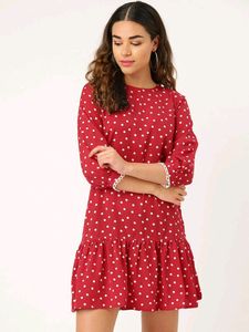 Style Quotient Red and White polka dot Dress