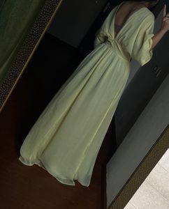Lime Yellow Plunge Neck Maxi Dress