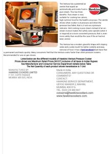 5 Litre Hawkins Ventura Pressure Cooker