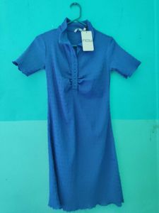 Blue Shirt Dress For Women Newly With Tag No Used