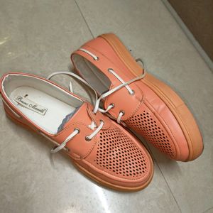 Bruno Manetti Peach Leather Lace Shoes Size - UK 5/EUR - 38