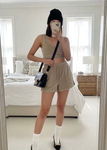 Tan Lounge Set: Top & Shorts