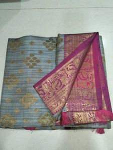 Gray &amp; Gold Patterned Fabric